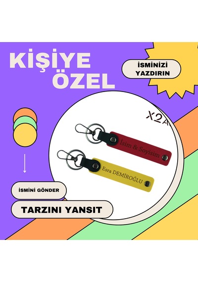Mırıl Mırıl Aşkınıza Armağan, Kedi Temalı, İsme Özel Anahtarlık, Sütlü Kahve-nar Çiçeği