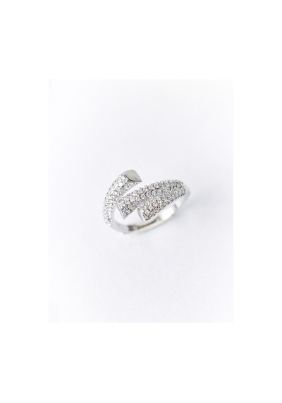 Jimmy Key Gümüş Rengi Sarmal Tasarım Taşlı Modern Yüzük 6sw489011161