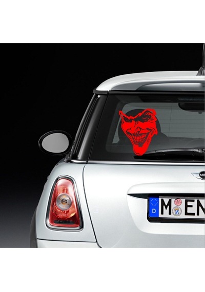 Joker Maske Oto Cam Özel Yeni Sticker Kırmızı 30 20 Cm