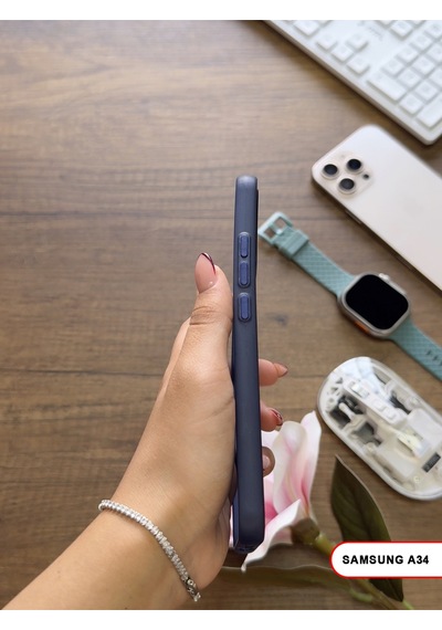 Samsung Galaxy A34 Uyumlu Süper İnce Mat Ultra Thin Silikon Kılıf Lacivert