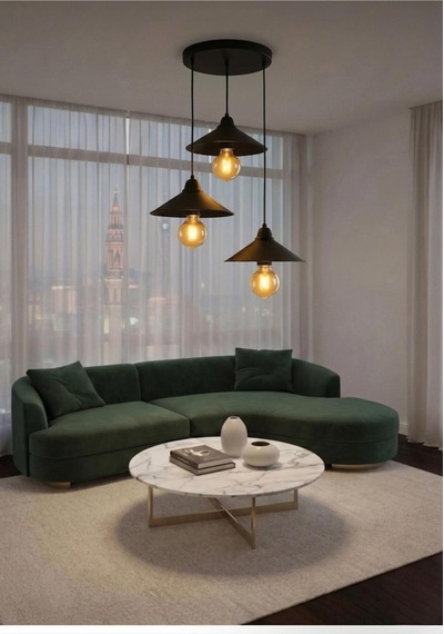 Zeno Model Siyah 3"lü Yemek Masası Oturma Çocuk Yatak Odası Modern Ledli Avize