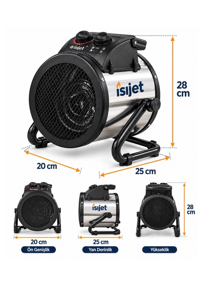 Isıjet EX-2 Çift Kademe 2KW Kompakt Elektrikli Fanlı Isıtıcı