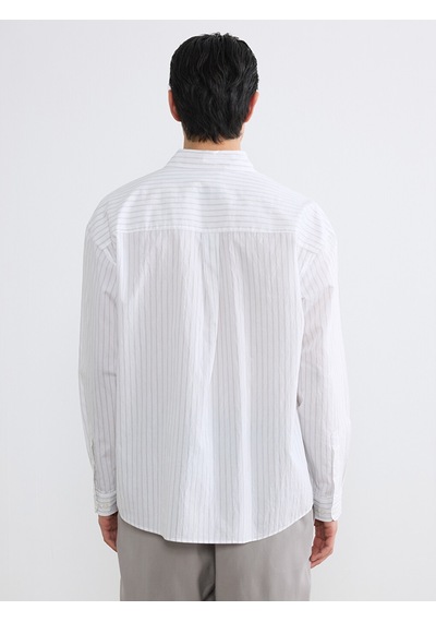 Lcw Vision Gri Regular Fit Çizgili Poplin Erkek Gömlek