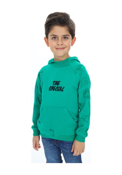 Toontoy Kids Toontoy Erkek Çocuk Relax Fit Kapüşonlu Cepli Reglan Kol Baskılı Sweatshirt - 2 İplik Yeşil Toontoy Kids Toontoy Erkek Çocuk Relax Fit Kapüşonlu Cepli Reglan Kol Baskılı Sweatshirt - 2 İplik Yeşil