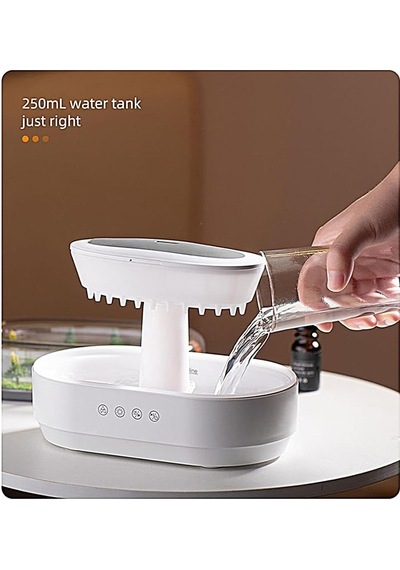 Su Damlacıklı Yağmur Hava Nemlendirici Difüzör Rgb, Su Buharlı 250 Ml Orman Tasarımlı Nemlendirici