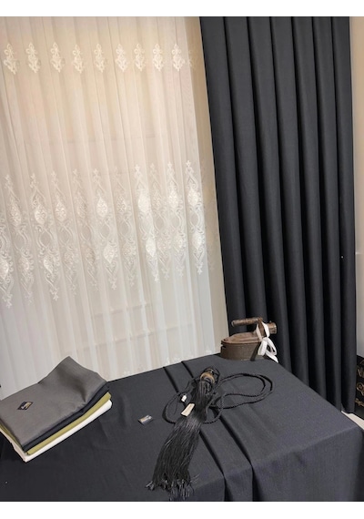 Nivemeshome Roma Keten 1/3 Sık Pileli Antrasit Fon Perde Apm Antrasit
