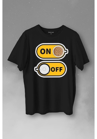 Kahve On Off Coffee Baskılı Tişört Unisex T-shirt 001