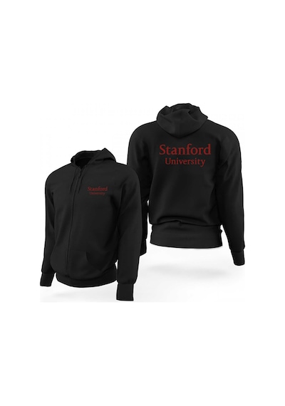 Stanford University Red Siyah Fermuarlı Limited Edition Kapşonlu Sweatshirt Siyah