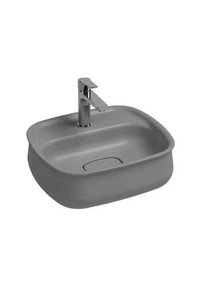 Isvea Fluido Tezgah Üzeri Çanak Lavabo 47 CM Bas-Aç Set Stone Gri