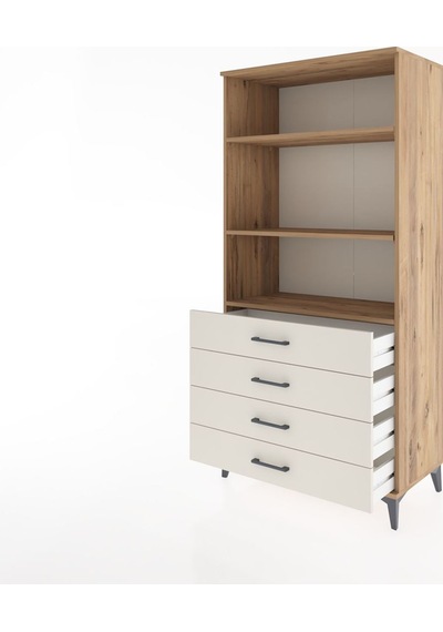 Hyperion Dolap 3 Raflı 4 Çekmeceli 88x44x182 Çam-aytaşı Çam