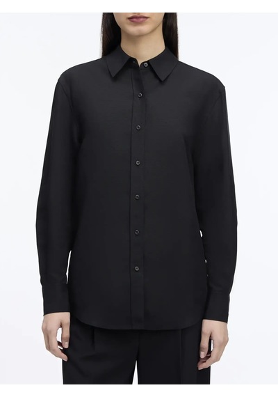 Calvin Klein Lınen Blend Ls Regul, Beh Siyah Kadın Gömlek