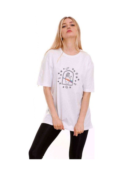 Kadın Oversize Hand Baskılı Tshirt (534304903)
