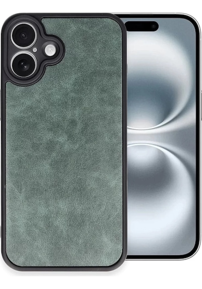 Newface Apple İphone 16 Plus Kılıf Aras Deri Kapak - Koyu Yeşil
