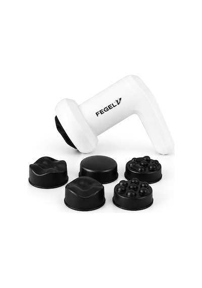 Fegel FG-720 6 Kademeli 5 Başlıklı Şarjlı Profesyonel Masaj Tabancası Beyaz