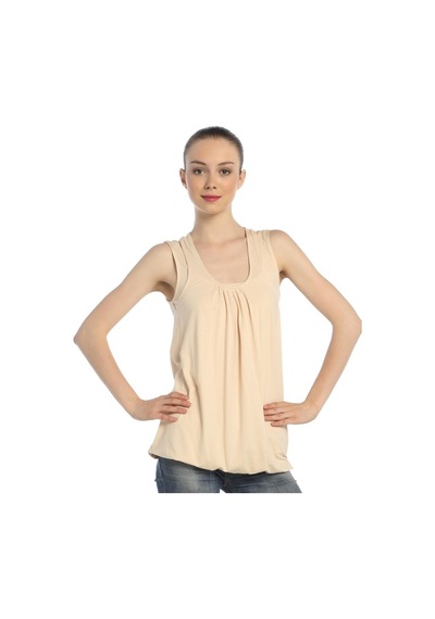 Bulalgiy Kadın Kum Kolsuz Tişört - Bga072546