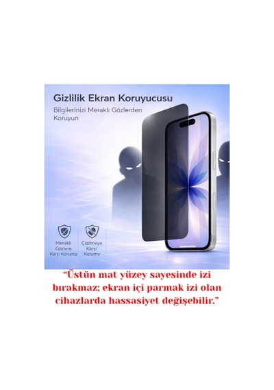 İphone 16 Plus Tam Uyumlu Mat Privacy Esnek Nano Ekran Koruyucu Film