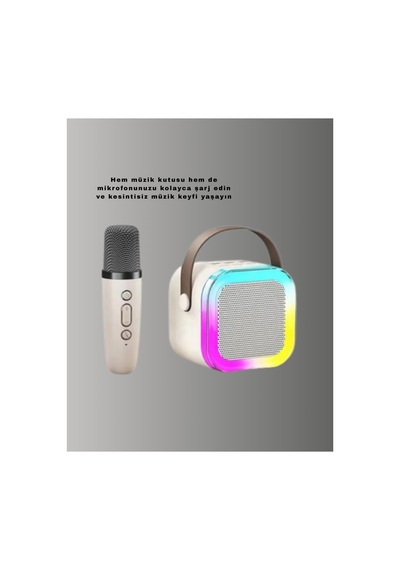 Taşınabilir Karaoke Mikrofon Seti Bluetooth Hoparlörlü Yeni Nesil Sarı