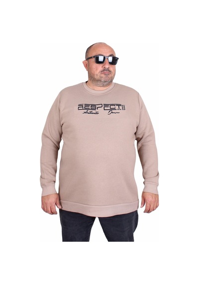 Moc Grande Mocgrande Erkek Büyük Beden Sıfır Yaka 3ip Sweat Respect 24205 Camel