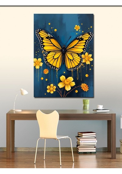 Kanvas Tablo Sarı Kelebek Masalı 100cmx140cm