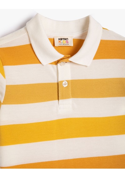 Koton Polo Tişört Kısa Kollu Düğmeli Pamuklu Sarı Çizgili 3skb10181tk 3SKB10181TK18Z Sarı
