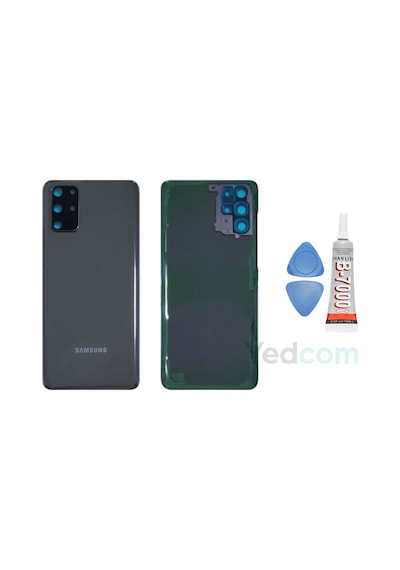 Samsung S20 Siyah Uyumlu Kamera Camlı Arka Cam Batarya Pil Kapağı Telefon Arka Kapak