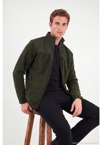 Buratti Regular Fit Garnili Dik Yaka Sıcak Tutan Polar Mont Erkek Polar Mont 59060443 Haki