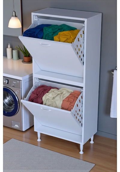 Eliusta Veluna 60 Cm Kirli Çamaşır Sepetli Dolap Banyo Dolabı Beyaz 60x138x32,5 Cm 2 Sepetli Dolap Beyaz Eliusta Veluna 60 Cm Kirli Çamaşır Sepetli Dolap Banyo Dolabı Beyaz 60x138x32,5 Cm 2 Sepetli Dolap Beyaz