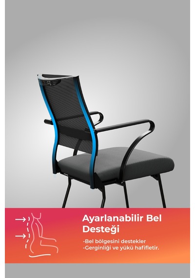 Ergolife Sit Air 24/7 M4-280k - Fileli, Siyah, Toplantı Odası, Bekleme Sandalyesi - 6a0.60.1.6a5
