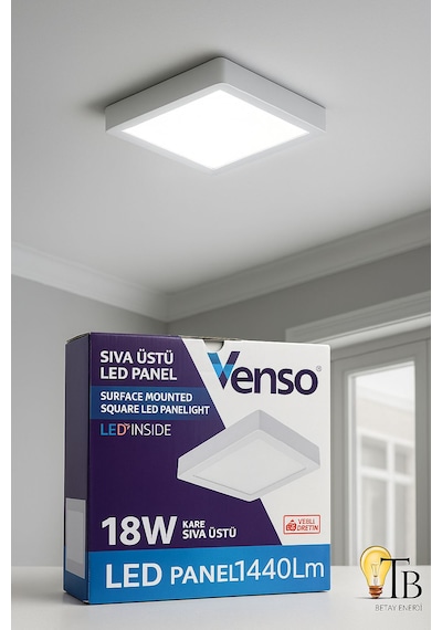Venso 18w Kare Sıva Üstü Led Panel Beyaz Işık 6500k Beyaz