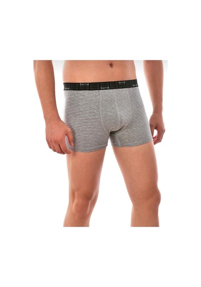 Erkek 6'lı Gri Renk Çizgili Likralı Pamuklu Boxer-short-külot Berrak / 4475
