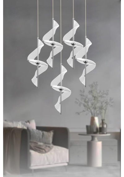 Eray Aydınlatma 8270-4+1 5li Krom Sarkıt Led Avize Krom
