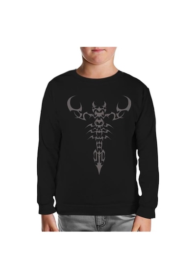 Lord Tshirt Burç - Scorpio Tatoo Siyah Çocuk Sweatshirt Siyah