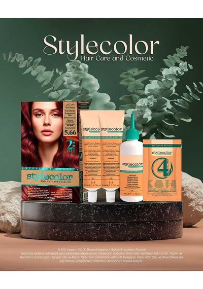 Stylecolor Bitkisel İçerikli Vegan Krem Saç Boyası 5.66 - Nar Kızılı
