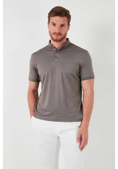 Buratti Pamuklu Slim Fit Erkek Polo Yaka T Shirt 646R1000 Vizon-Füme