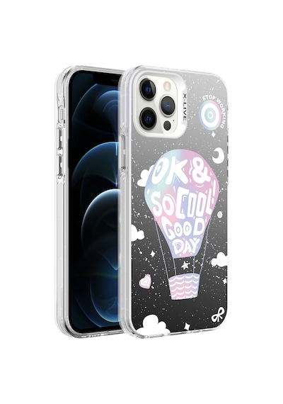 Apple Uyumlu iPhone 12 Pro Desenli Klfs Silver Sert Kılıf-balon Balon