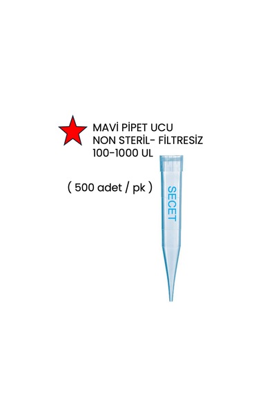 Pipet Ucu, Mavi Pipet Ucu Non Steril- Filtresiz 100-1000 Ul 500ad