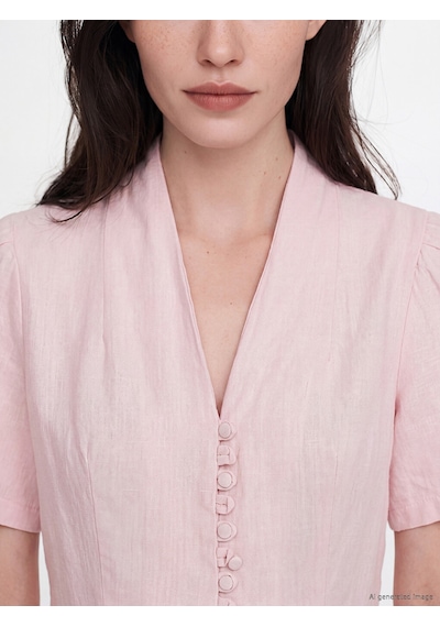 Lcw Comfort Pembe V Yaka %100 Pamuklu Peplum Bluz