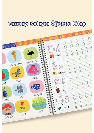 Alfabe Yazı Kitabı Sihirli Uçan Kalemli Oluklu (Kabartmalı) Yazmayı Kolayca Öğreten Kitap Dikkat Atölyesi Yayınları