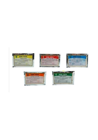 Krk Gıda Toz Gıda Boyası  Sarı + Kırmızı + Mavi + Yeşil + Turuncu 5 x 9 G