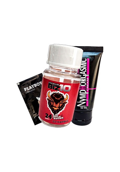Bizon 10lu Kapsül + Nymphorgasmic Cream + Playboy Lub
