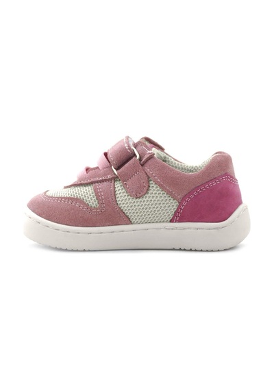 Rakerplus Bob Hakiki Deri Pudra Pembe Barefoot Cırtlı Lastikli Bebek Sneaker Ayakkabı Pembe