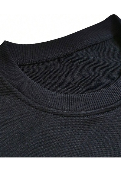 Paris-dikey-çift-çizgi-baskılı Bisiklet Yaka Siyah Swetshirt - Oversize Unisex Kalın Kışlık Siyah
