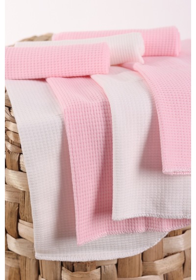 Vavbaby 7 Li Bebek Ağız Mendili Seti %100 Pamuk, Yumuşak Ve Emici Waffle Somon