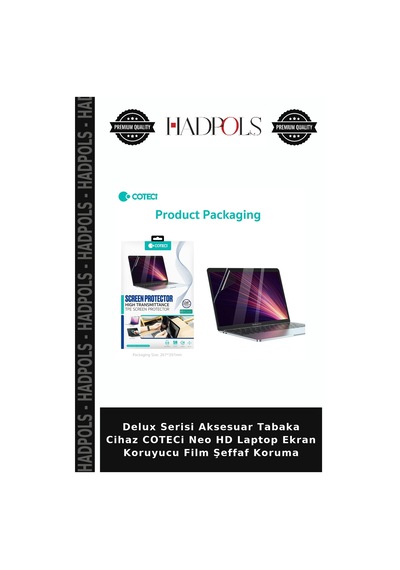 Delux Serisi Aksesuar Tabaka Cihaz Coteci Neo Hd Laptop Ekran Koruyucu Film Şeffaf Koruma