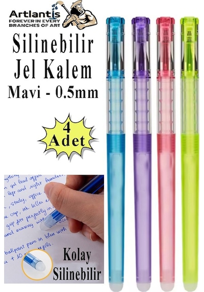 Silinebilir Jel Kalem Mavi 0.5 Mm 4 Adet Silinebilir Tükenmez Kalem Pilot Kalem Mürekkepli Kolay Silinebilir Kumaş Kalemi