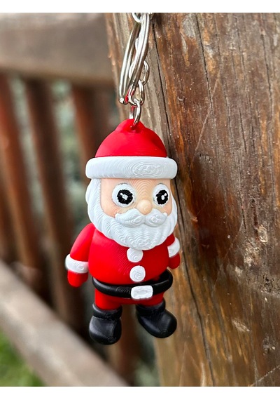 Noel Baba Yılbaşının Mini Gücü 3d Hareket Ettirilebilir Mini Anahtarlık 6 Cm Beyaz - Kırmızı