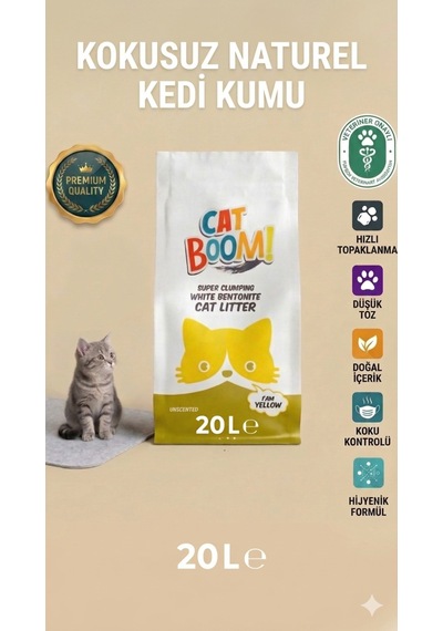 Kokusuz Naturel Bentonit Kedi Kumu 20 Lt