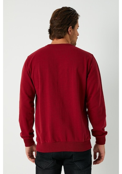 Comeor Erkek Bordo Basic Bisiklet Yaka Regular Fit Normal Kesim 2 İplik Sweatshirt Bordo