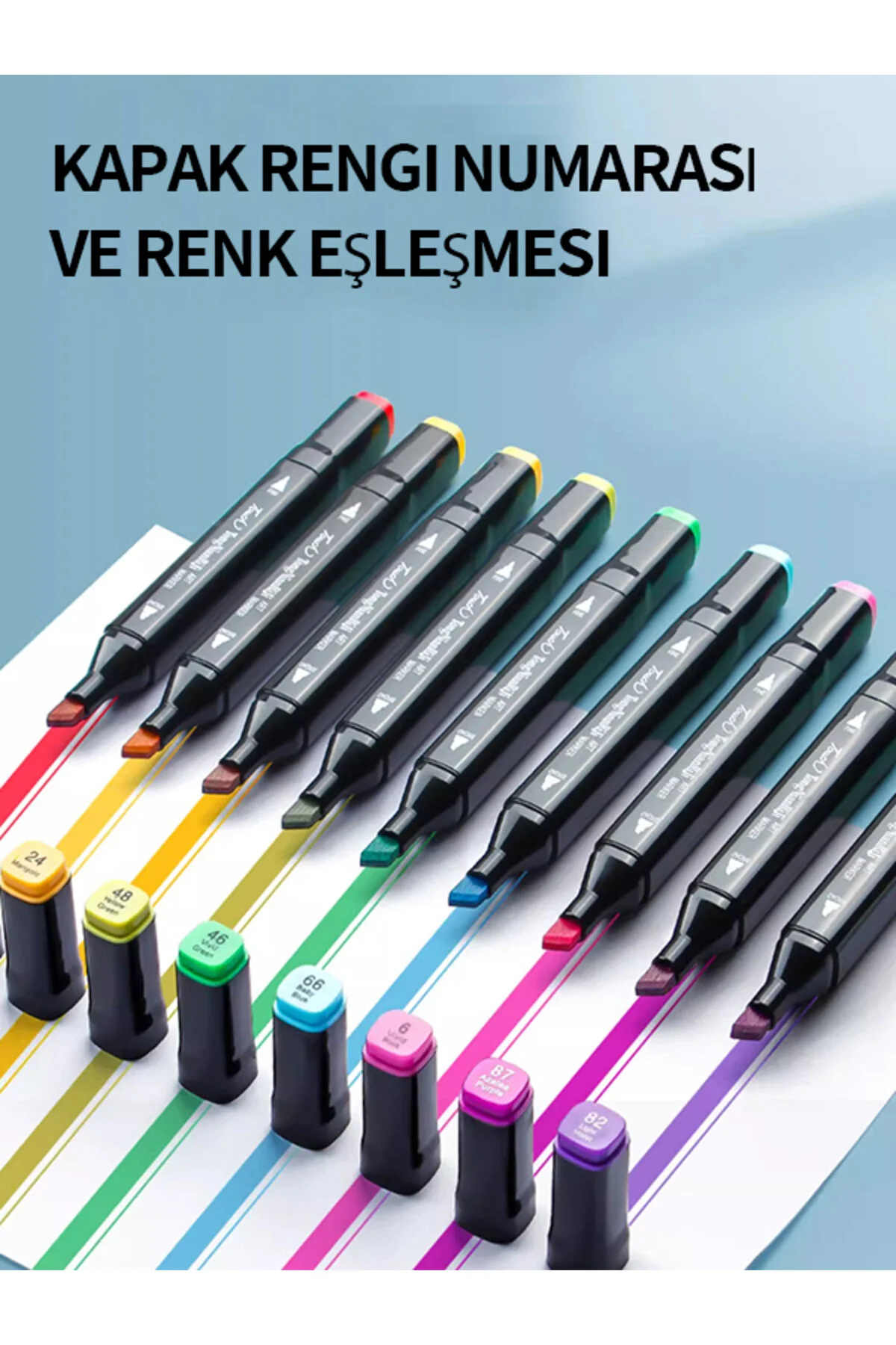 24 Renkli Çift Uçlu Kalın/ince Uçlu Keçeli Marker Seti - Profesyonel Çizim Ve Boyama