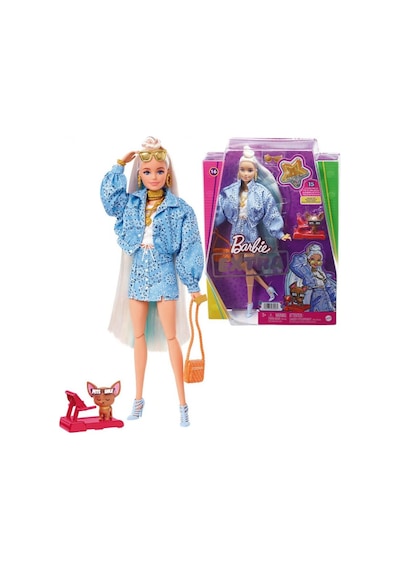 Barbie Extra Mavi Takımlı Uzun Saçlı Bükülebilen Eklemli Bebek HHN08